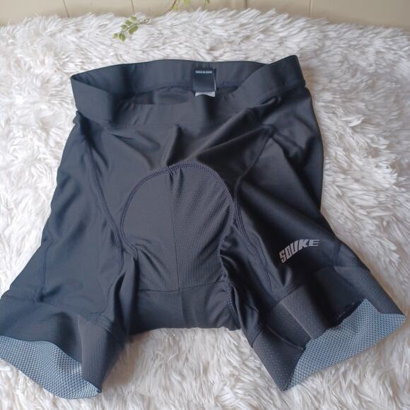 Souke Shorts Cycling Adult M Black Blue Padded Nylon Spandex Blended - Picture 1 of 6